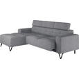 ECKSOFA Grau Chenille  - Schwarz/Grau, KONVENTIONELL, Textil/Metall (178/264cm) - Hom`in