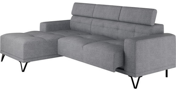 ECKSOFA Grau Chenille - Schwarz/Grau, KONVENTIONELL, Textil/Metall (178/264cm) - Hom`in