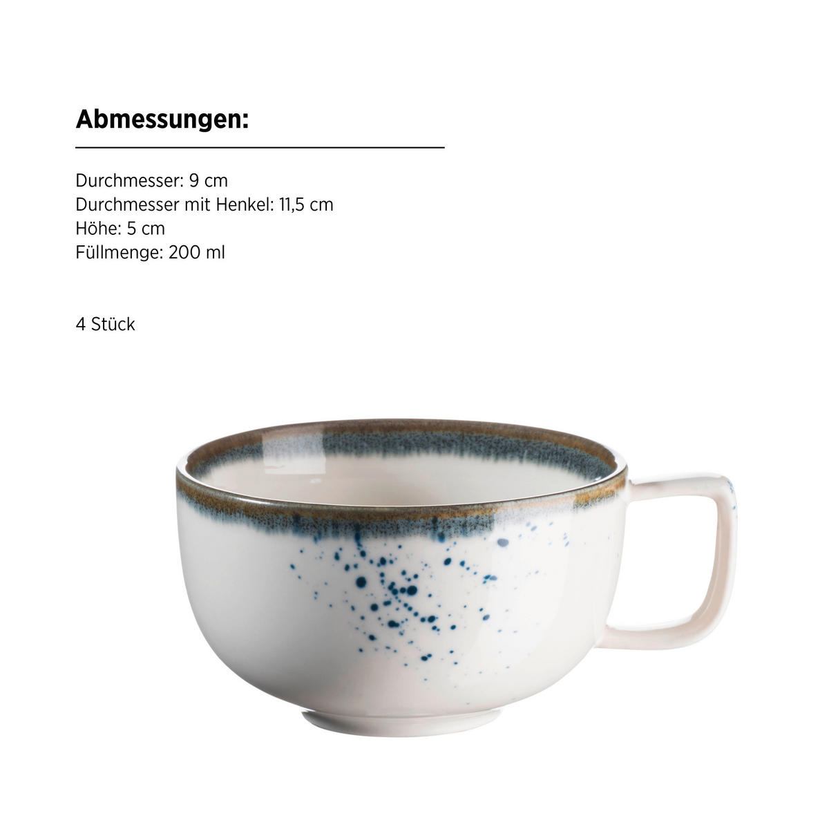 TASSENSET 8-teilig  - Blau/Weiß, Basics, Keramik - Mäser