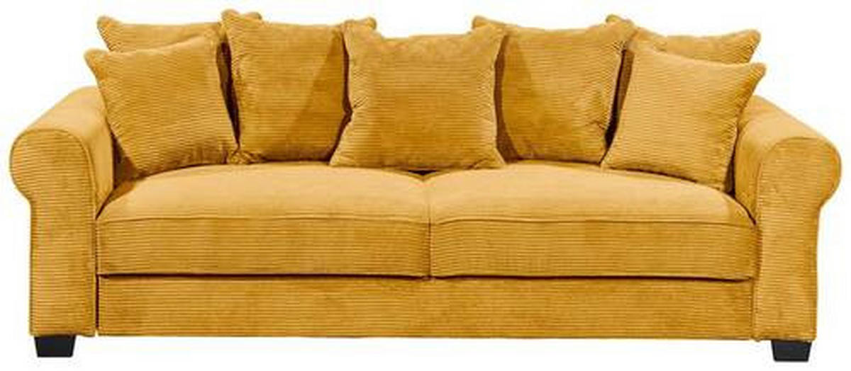 SCHLAFSOFA Cord Gelb  - Gelb/Schwarz, KONVENTIONELL, Kunststoff/Textil (247/95/125cm) - Hom`in