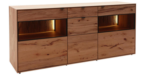 SIDEBOARD 185/81/49 cm - Anthrazit/Buchefarben, Natur, Glas/Holz (185/81/49cm) - Valnatura