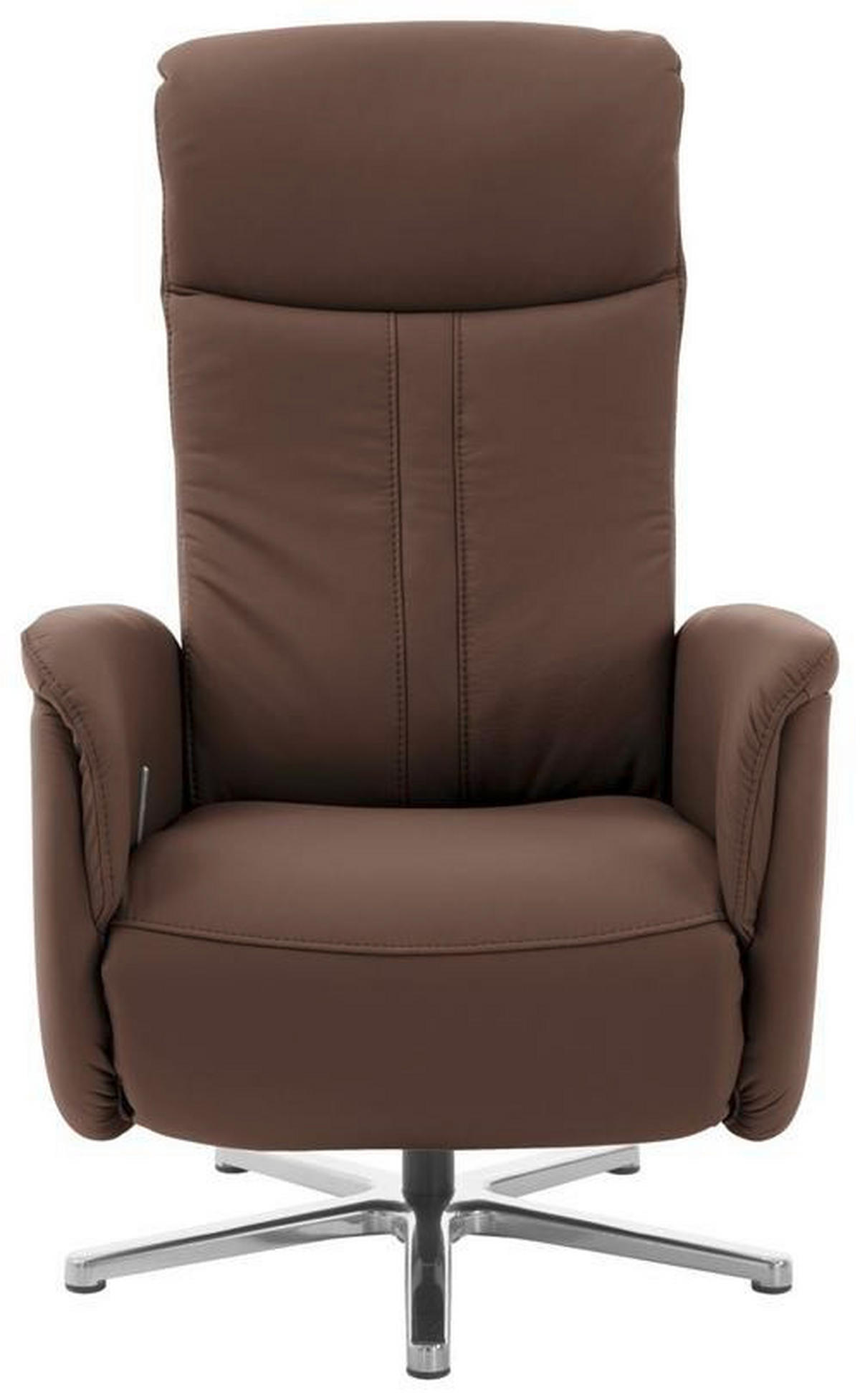 RELAXSESSEL Echtleder Relaxfunktion, Kopfteilverstellung    - Chromfarben/Braun, Design, Leder/Metall (71/110/83cm) - Beldomo Speed