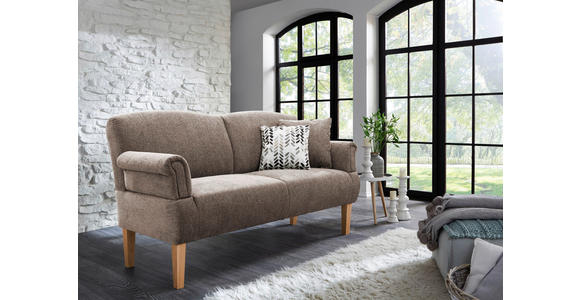 SOFA Flachgewebe Braun  - Naturfarben/Braun, ROMANTIK / LANDHAUS, Holz/Textil (181/98/81cm) - Cantus