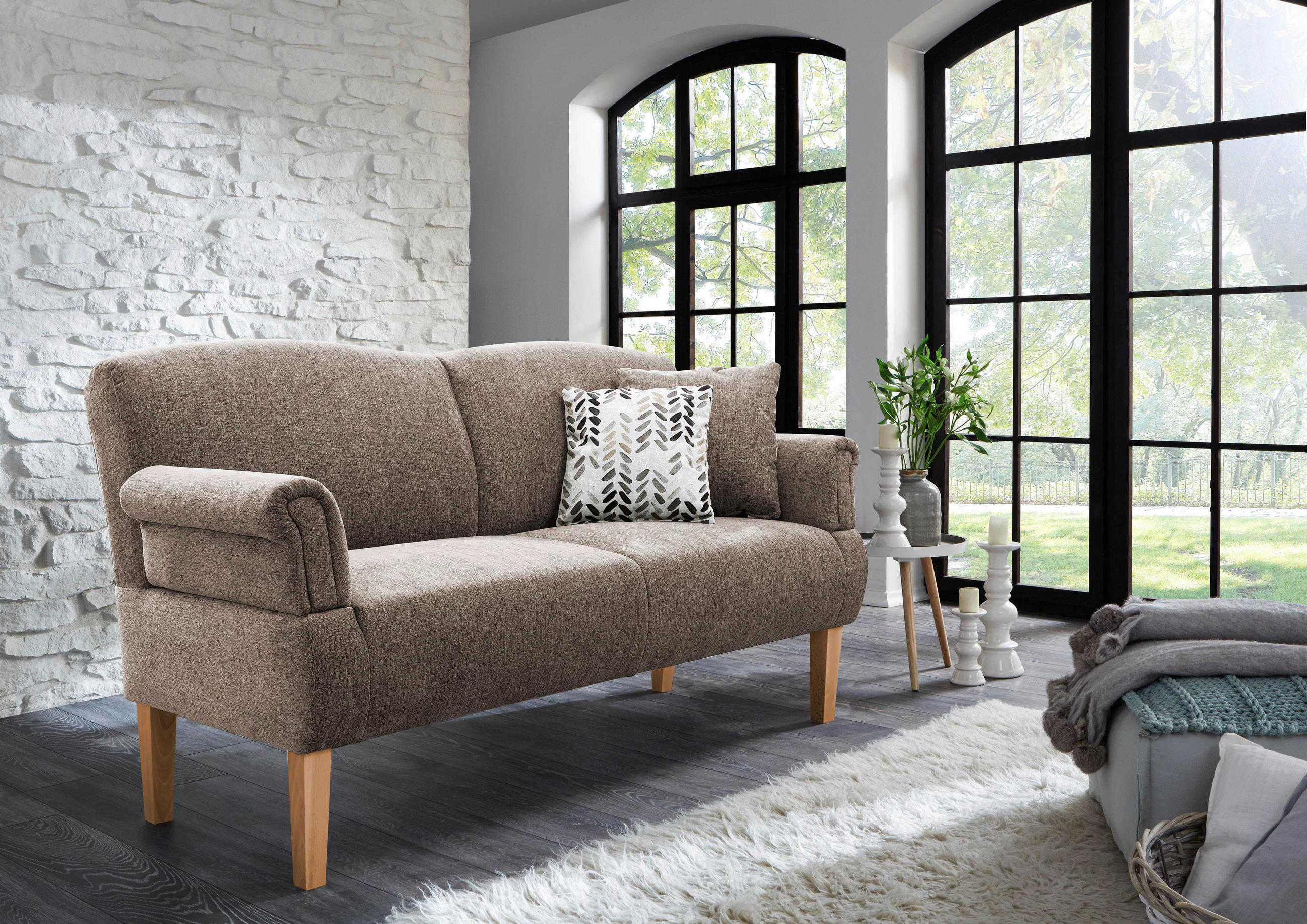KÜCHENSOFA  - Naturfarben/Braun, ROMANTIK / LANDHAUS, Holz/Textil (181/98/81cm) - Cantus