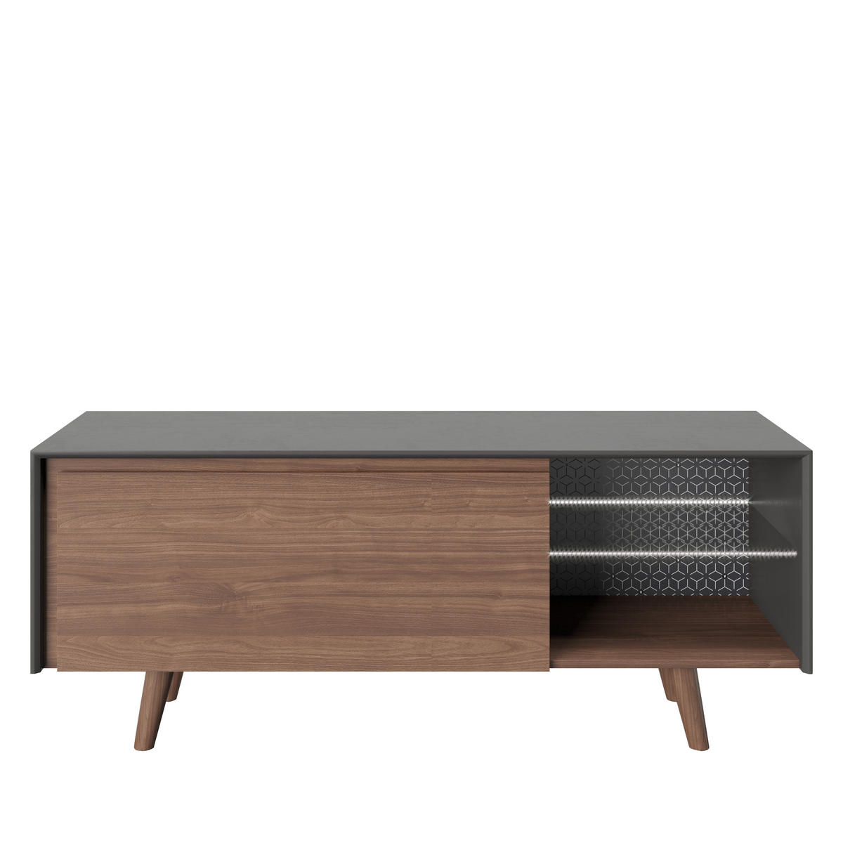 LOWBOARD PLAYBOY  in 150/58,6/42 cm  - Walnussfarben, KONVENTIONELL, Glas/Holz (150/58,6/42cm) - Playboy