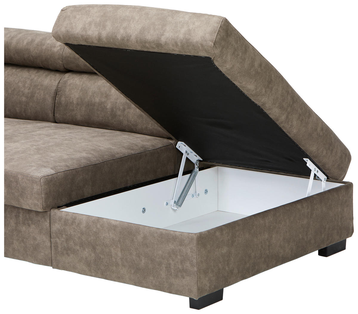 ECKSOFA in Lederlook Taupe  - Taupe/Schwarz, Design, Kunststoff/Textil (263/230cm) - Hom`in