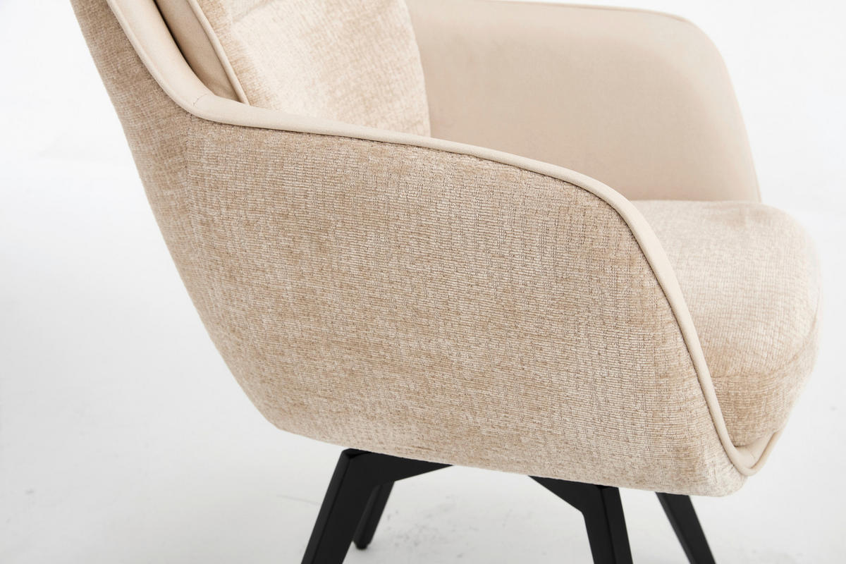 ARMLEHNSTUHL  in Eisen Chenille, Jacquard  - Beige/Schwarz, MODERN, Textil/Metall (63/91/68cm) - Livetastic