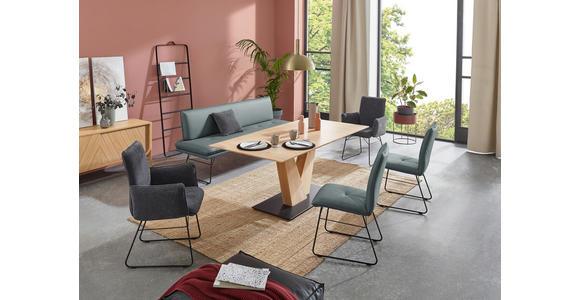 SITZBANK in Metall, Textil Schwarz, Graublau  - Graublau/Schwarz, Design, Textil/Metall (195/87/65cm) - Dieter Knoll