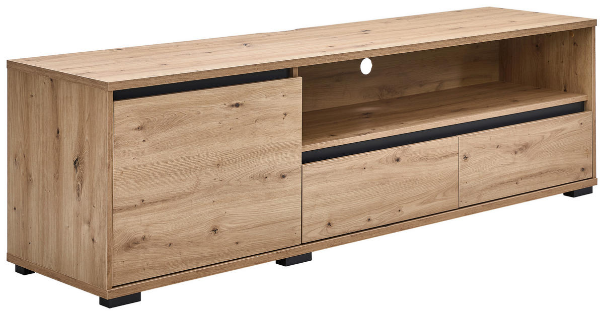 LOWBOARD 180/55/48 cm  - Eichefarben/Anthrazit, Design, Holzwerkstoff/Kunststoff (180/55/48cm) - Carryhome