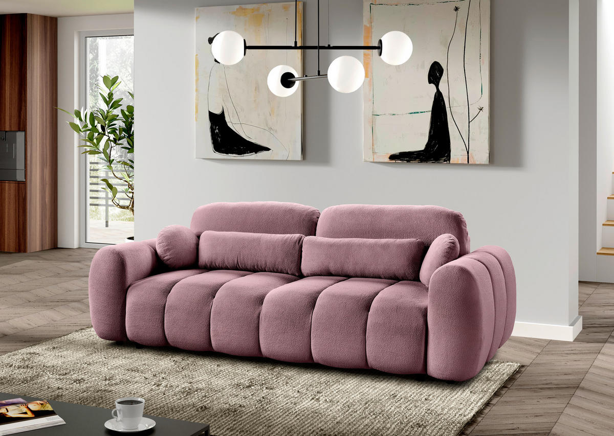 SCHLAFSOFA  mit Webstoff Pink  - Pink/Schwarz, KONVENTIONELL, Kunststoff/Textil (262/93/117cm) - Carryhome