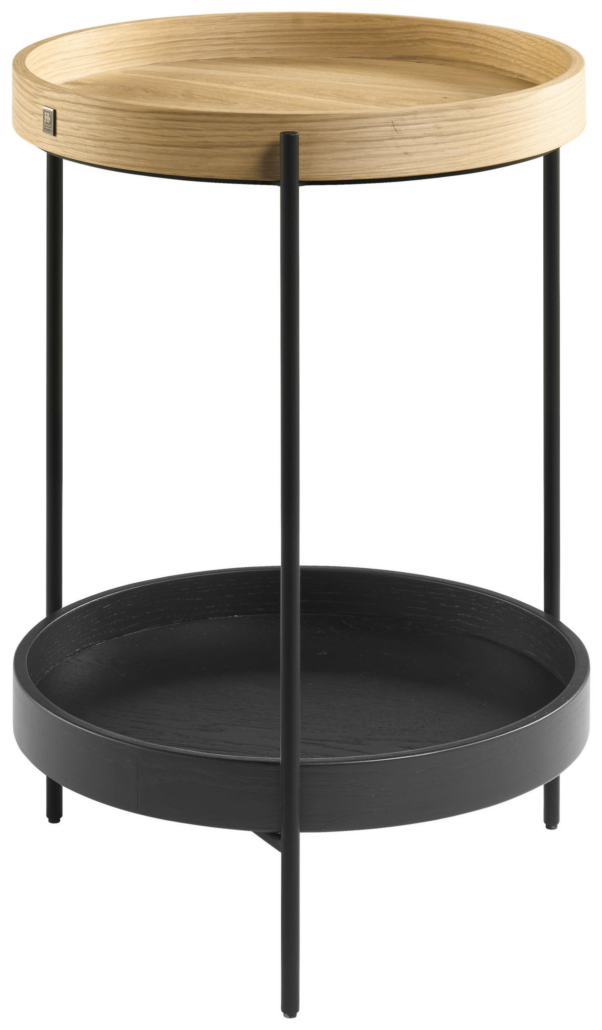 BEISTELLTISCH 43/43/59 cm Eiche, Wildeiche furniert Anthrazit, Schwarz, Eichefarben rund  - Eichefarben/Anthrazit, Design, Holz/Metall (43/43/59cm) - Musterring