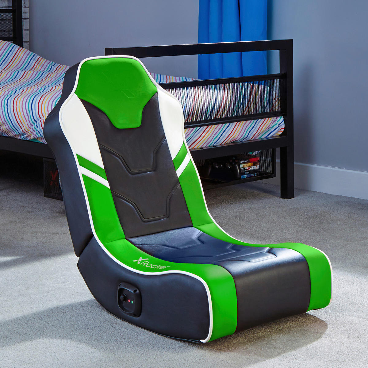 GAMINGSESSEL Grün Textil   - Grün, MODERN, Textil (42/64/75cm) - X Rocker