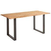 ESSTISCH Akazie vollmassiv rechteckig Schwarz, Akaziefarben  - Schwarz/Akaziefarben, Basics, Holz/Metall (160/90/76cm) - MID.YOU