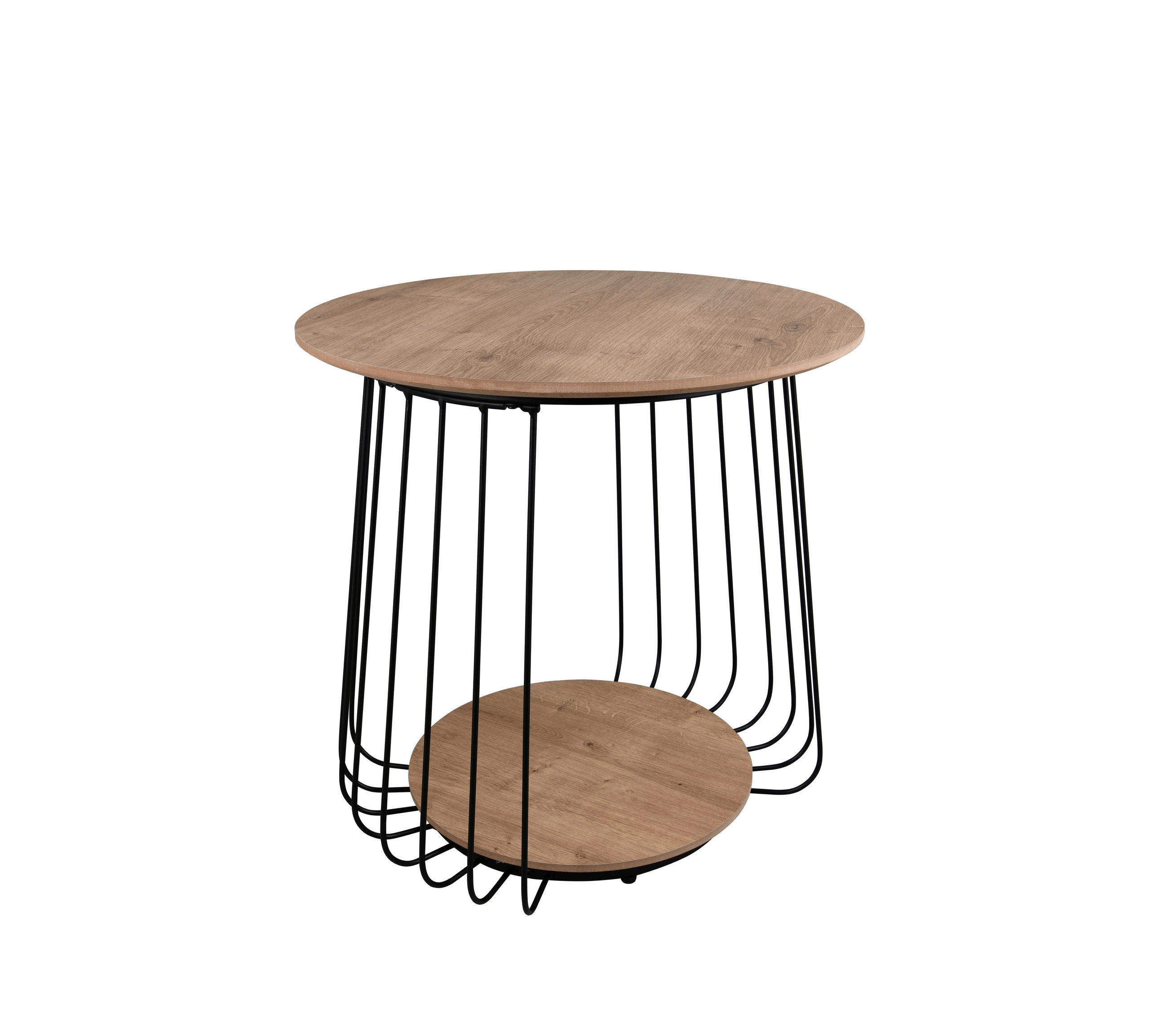 BEISTELLTISCH 50/50/50 cm Schwarz, Eiche Artisan rund  - Schwarz/Eiche Artisan, MODERN, Holzwerkstoff/Metall (50/50/50cm) - Milino