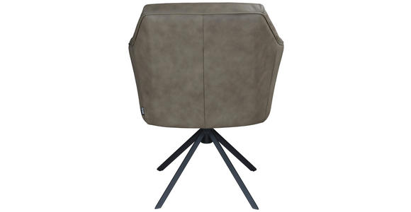 ARMLEHNSTUHL  Sitzfläche 360° drehbar, automatische Rückholfunktion  Echtleder  Braun  - Schwarz/Braun, Design, Leder/Metall (70/89/65,5cm) - Novel