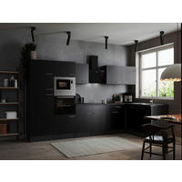 ECKKÜCHE 340/172 cm  in Grau, Schwarz  - Silberfarben/Schwarz, Design, Holzwerkstoff/Metall (340/172cm) - Respekta