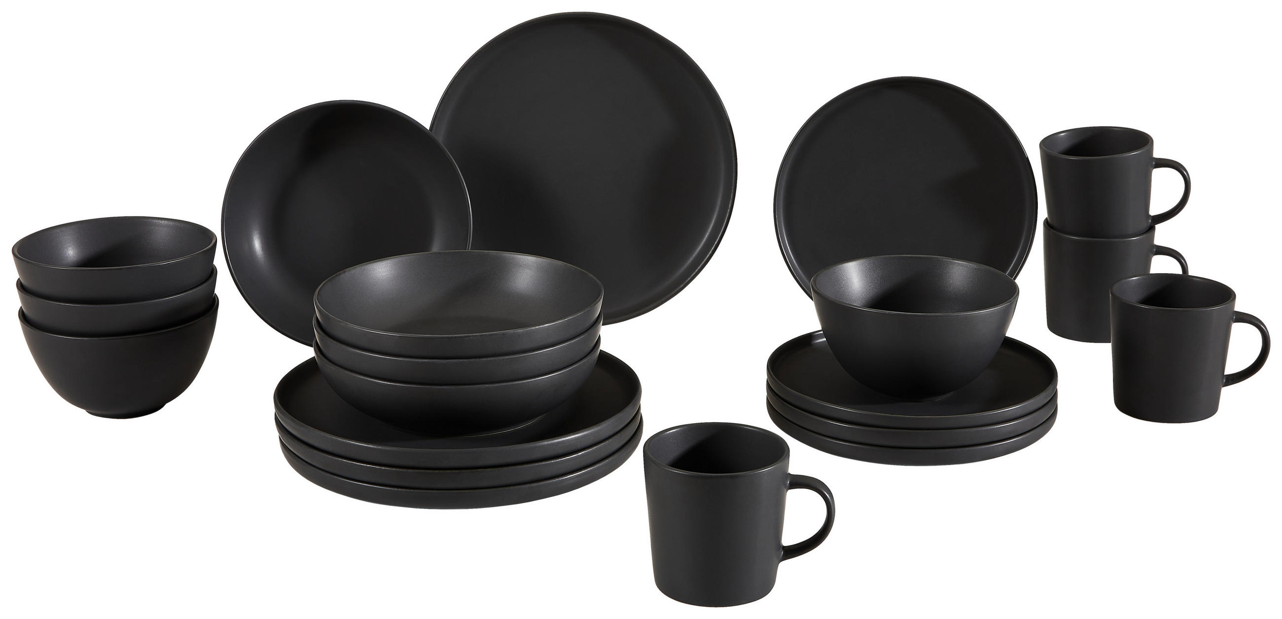 KOMBISERVICE 20-teilig  - Schwarz, Trend, Keramik - Novel