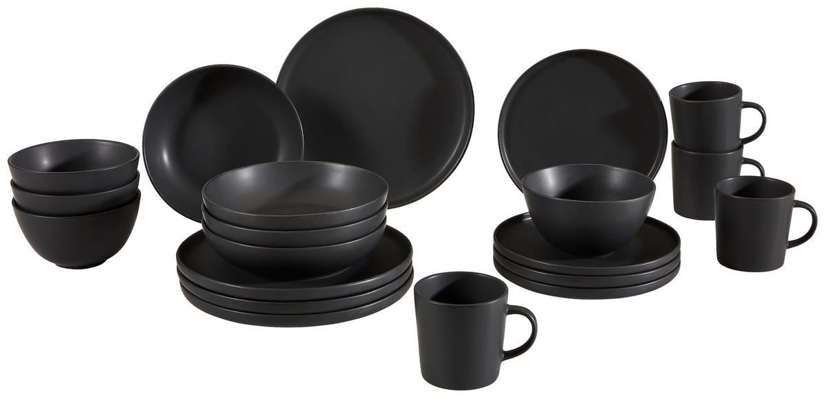 KOMBISERVICE 20-teilig  - Schwarz, Trend, Keramik - Novel