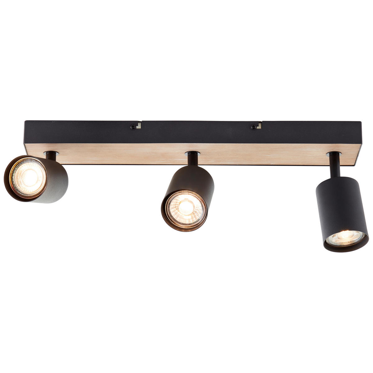 LED-DECKENSTRAHLER - Schwarz/Kieferfarben, Basics, Holz/Metall (42/15,3/8cm) - Brilliant
