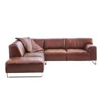 ECKSOFA Braun Echtleder  - Chromfarben/Braun, Design, Leder/Metall (245/271cm) - Chilliano