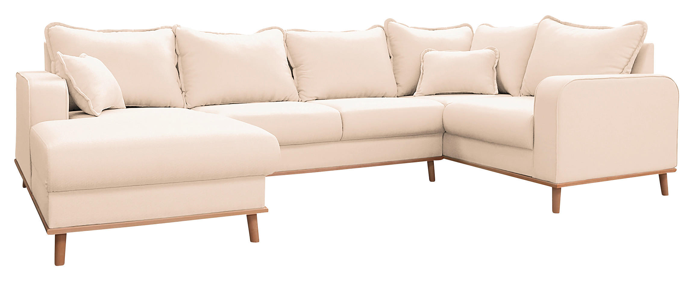 WOHNLANDSCHAFT Ecru  - Wengefarben/Ecru, Design, Holz/Textil (170/296/167cm) - Livetastic