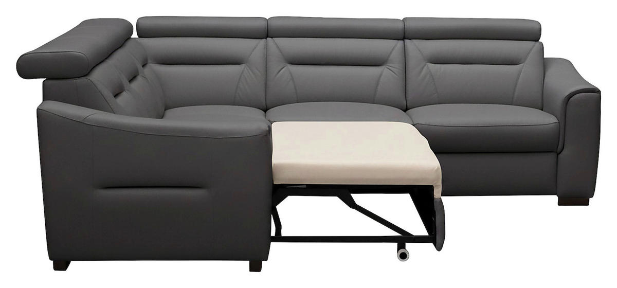 ECKSOFA  in Lederlook Echtleder Anthrazit  - Wengefarben/Anthrazit, Design, Leder/Holz (260/260cm) - Celina Home