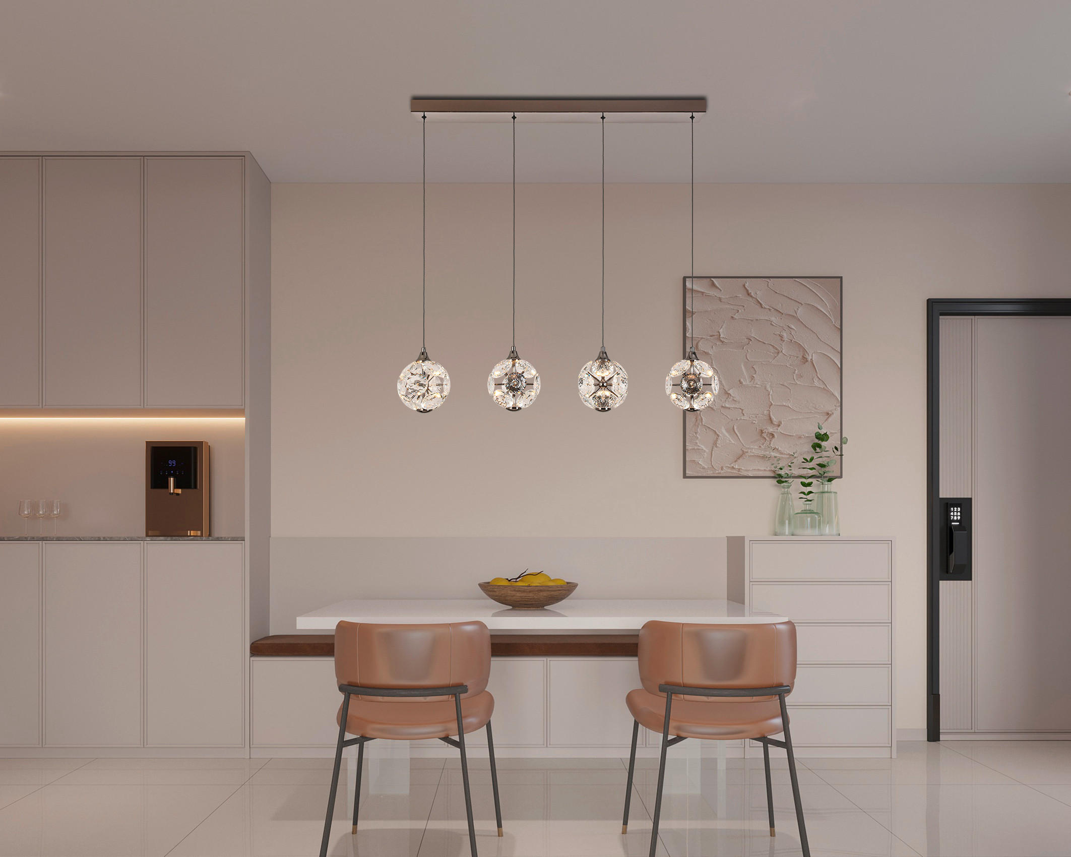 LAMPĂ SUSPENDATĂ CU LED 93/15/150 cm  - culoare crom, Trend, sticlă/metal (93/15/150cm) - Ambiente