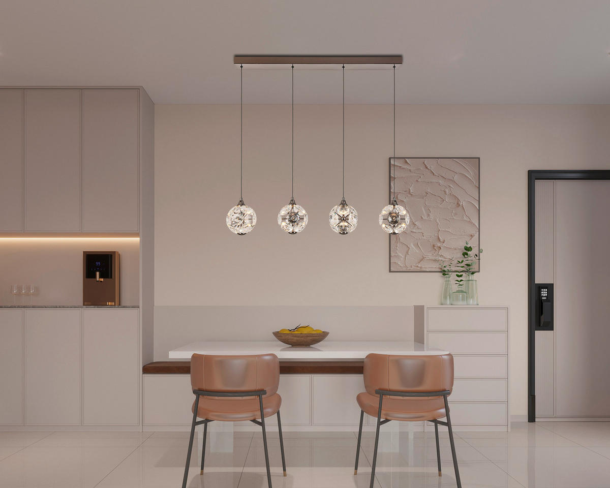LED FÜGGŐLÁMPA 93/15/150 cm  - krómszínű, Trend, Üveg/fém (93/15/150cm) - Ambiente