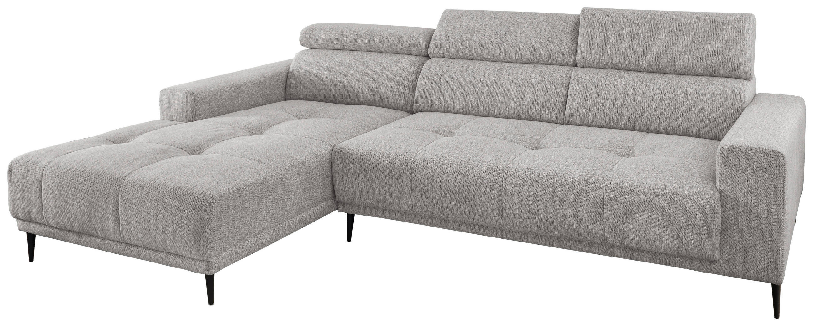 ECKSOFA in Chenille Grau  188/276 cm  - Schwarz/Grau, KONVENTIONELL, Textil/Metall (188/276cm) - Livetastic