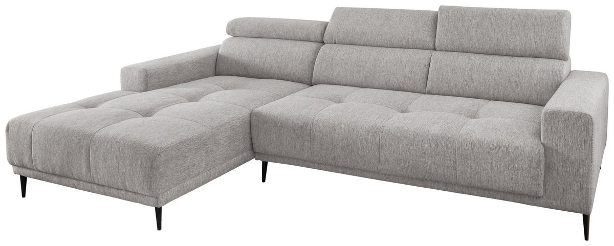 ECKSOFA in Chenille Grau  188/276 cm  - Schwarz/Grau, KONVENTIONELL, Textil/Metall (188/276cm) - Livetastic