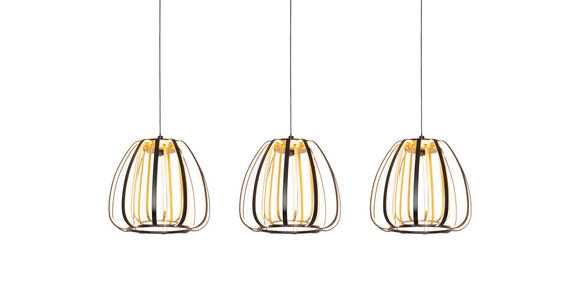 LED-HÄNGELEUCHTE 95/23/150 cm - Goldfarben/Schwarz, Design, Kunststoff/Metall (95/23/150cm) - Novel