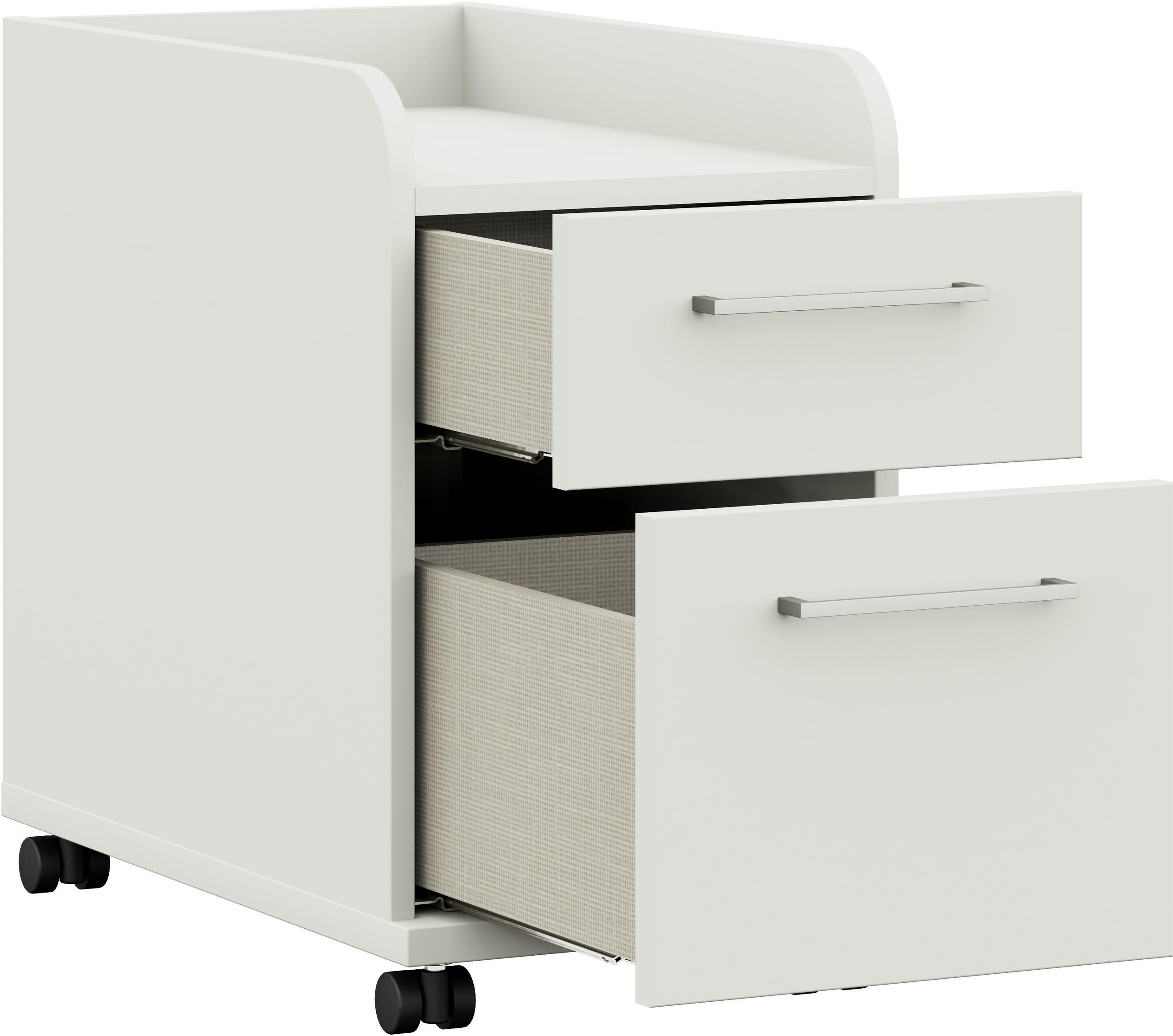 ROLLCONTAINER Weiß  - Edelstahlfarben/Weiß, Design, Holzwerkstoff/Kunststoff (32,6/54,3/60cm) - Cantus