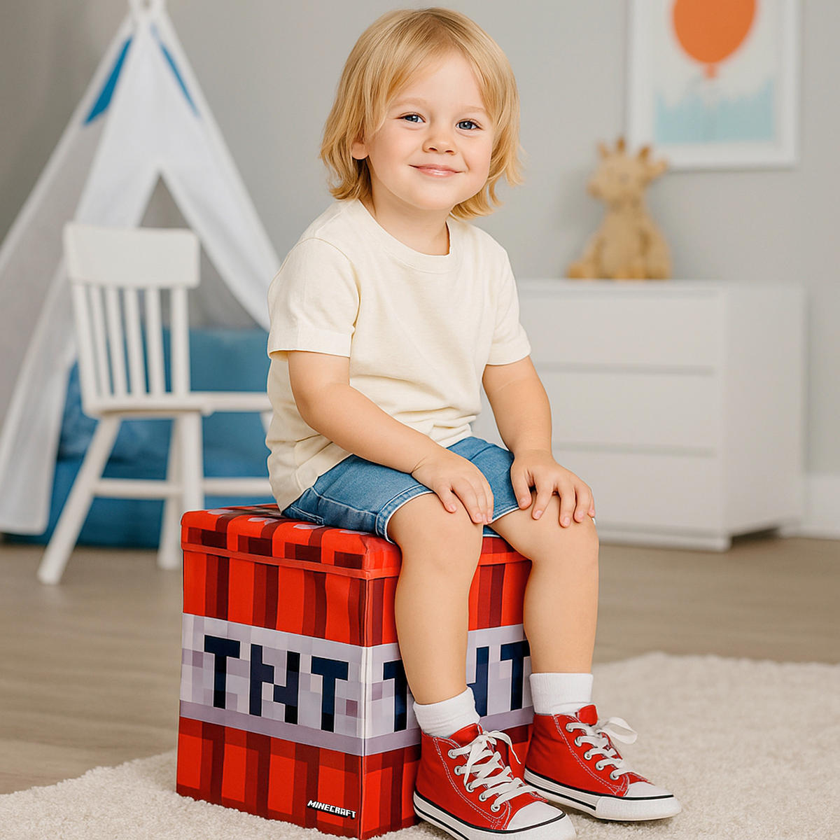 SITZBOX Minecraft Gaming  - Rot/Schwarz, MODERN, Karton/Textil (30/30/30cm) - Minecraft