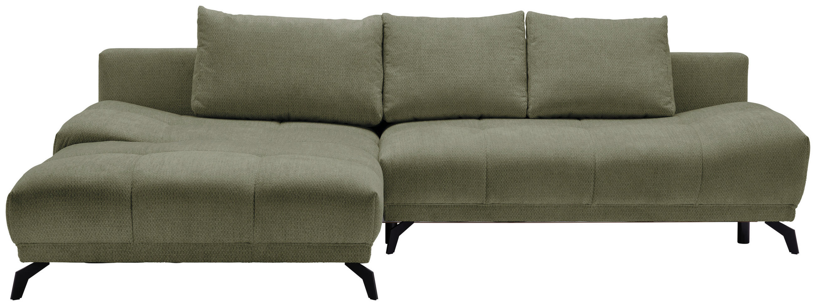 ECKSOFA Olivgrün Chenille  - Schwarz/Olivgrün, MODERN, Textil/Metall (182/290cm) - Hom`in