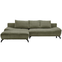 ECKSOFA in Chenille Olivgrün  - Schwarz/Olivgrün, Modern, Textil/Metall (182/290cm) - Hom`in