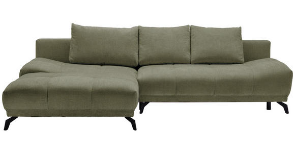 ECKSOFA in Chenille Olivgrün  - Schwarz/Olivgrün, MODERN, Textil/Metall (182/290cm) - Hom`in