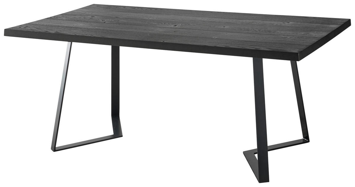 ESSTISCH Eiche massiv rechteckig Schwarz  - Schwarz, Design, Holz/Metall (180/100/76cm) - Musterring