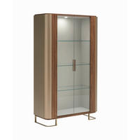 VITRIN részben tömörfa dió Pezsgő, diószínű  - Pezsgő/diószínű, Konventionell, üveg/fém (115/193/43cm) - Novel