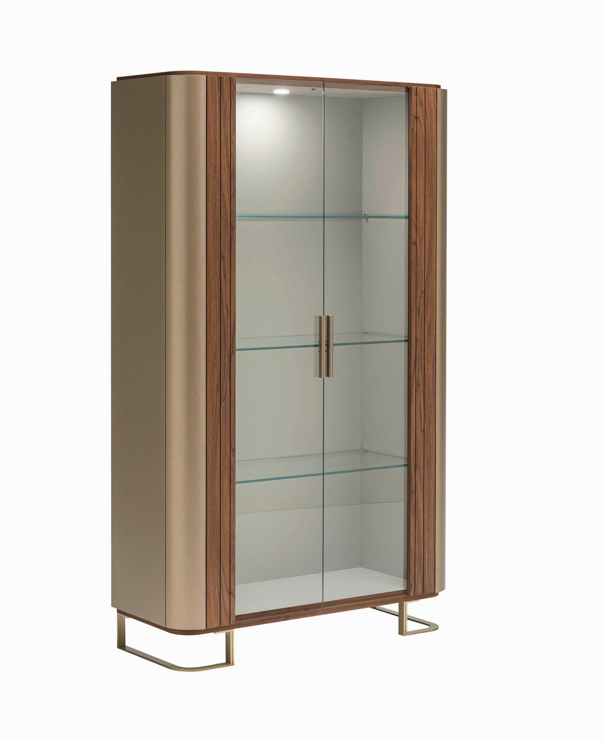 VITRIN részben tömörfa dió Pezsgő, diószínű  - Pezsgő/diószínű, Konventionell, üveg/fém (115/193/43cm) - Novel