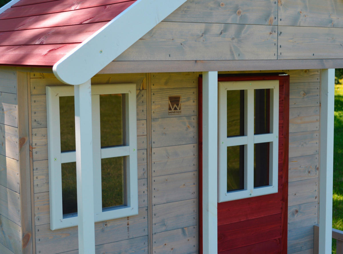 SPIELHAUS 120/155/120 cm  - Rot/Naturfarben, KONVENTIONELL, Holz (120/155/120cm)