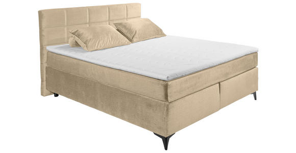 BOXSPRINGBETT 180/200 cm  in Creme  - Creme/Schwarz, Design, Holzwerkstoff/Kunststoff (180/200cm) - Xora