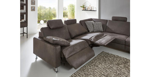 ECKSOFA in Mikrofaser Anthrazit  - Anthrazit/Alufarben, Design, Textil/Metall (242/275cm) - Dieter Knoll