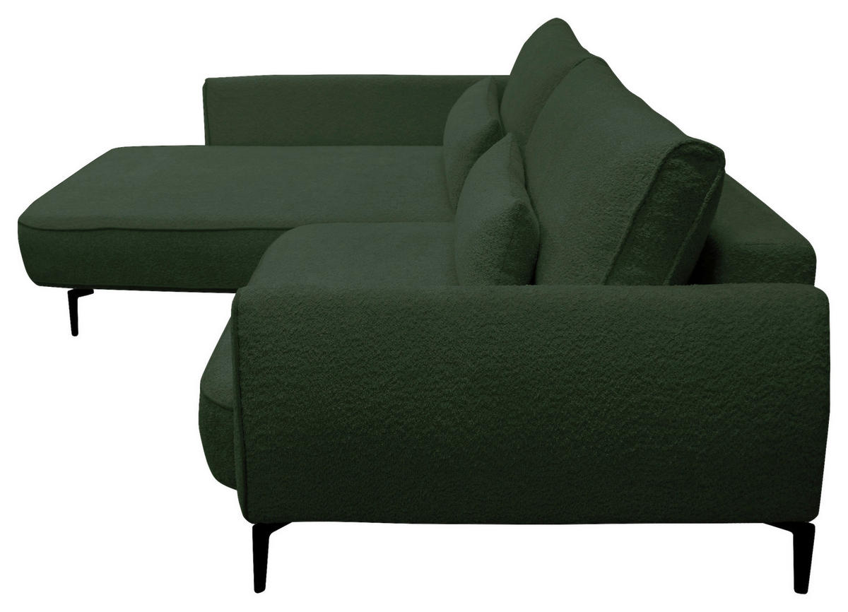 ECKSOFA Dunkelgrün Bouclé  - Dunkelgrün/Creme, Design, Textil/Metall (204/273cm) - MID.YOU