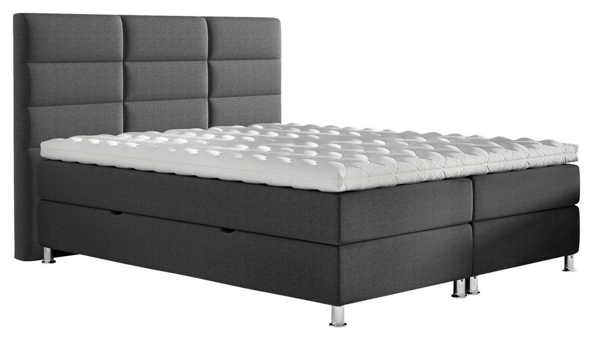 BOXBETT 140/200 cm  in Anthrazit  - Chromfarben/Anthrazit, KONVENTIONELL, Textil/Metall (140/200cm) - Carryhome