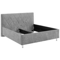 POLSTERBETT 180/200 cm,  in Grau, gepolstertes Kopfteil,  - Chromfarben/Grau, MODERN, Textil/Metall (180/200cm) - Xora