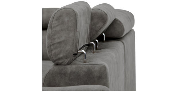 ECKSOFA Grau Lederlook  - Schwarz/Grau, Design, Kunststoff/Textil (230/263cm) - Hom`in