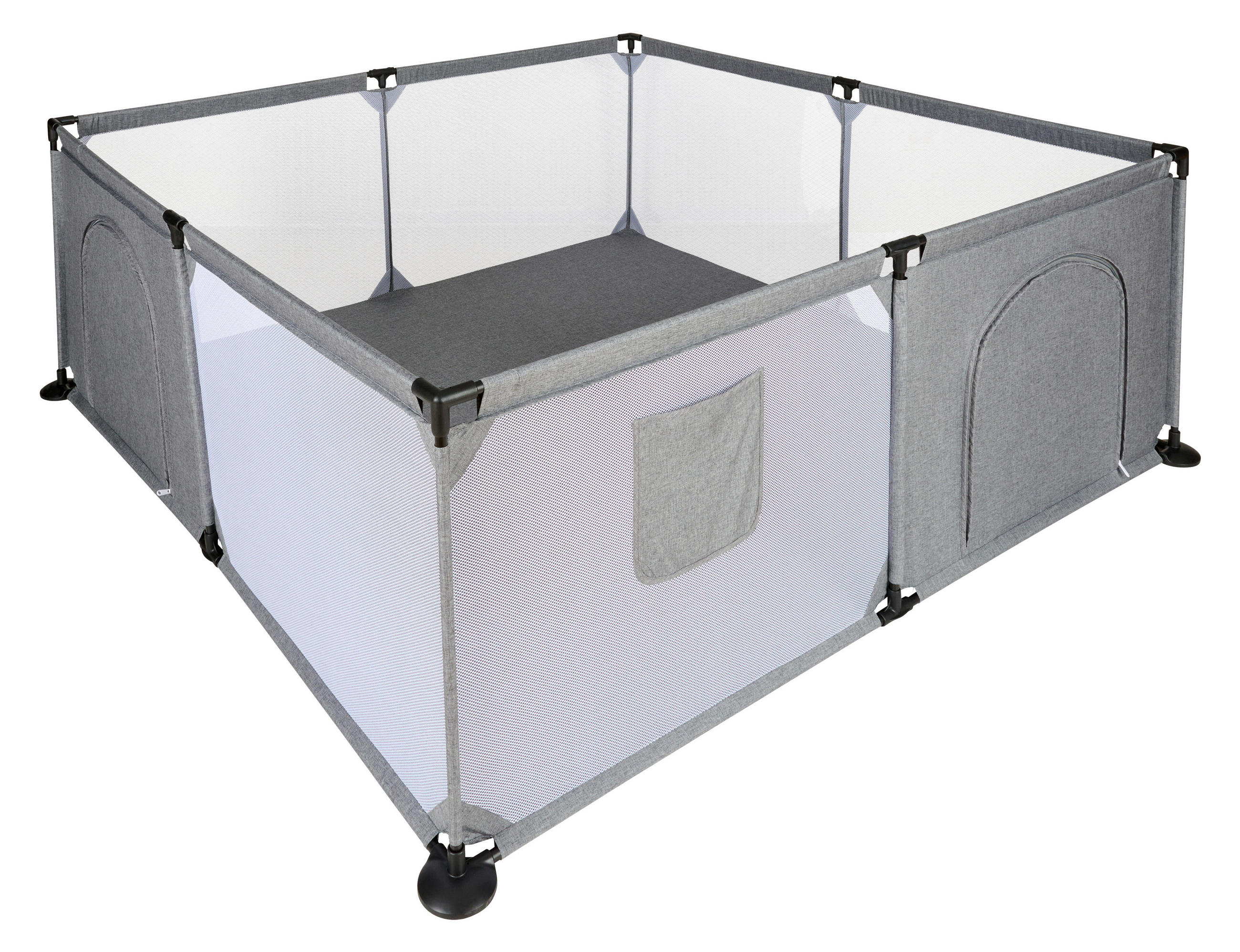 LAUFGITTER 184/184/66 cm  - Dunkelgrau/Schwarz, Basics, Kunststoff/Textil (184/184/66cm) - My Baby Lou