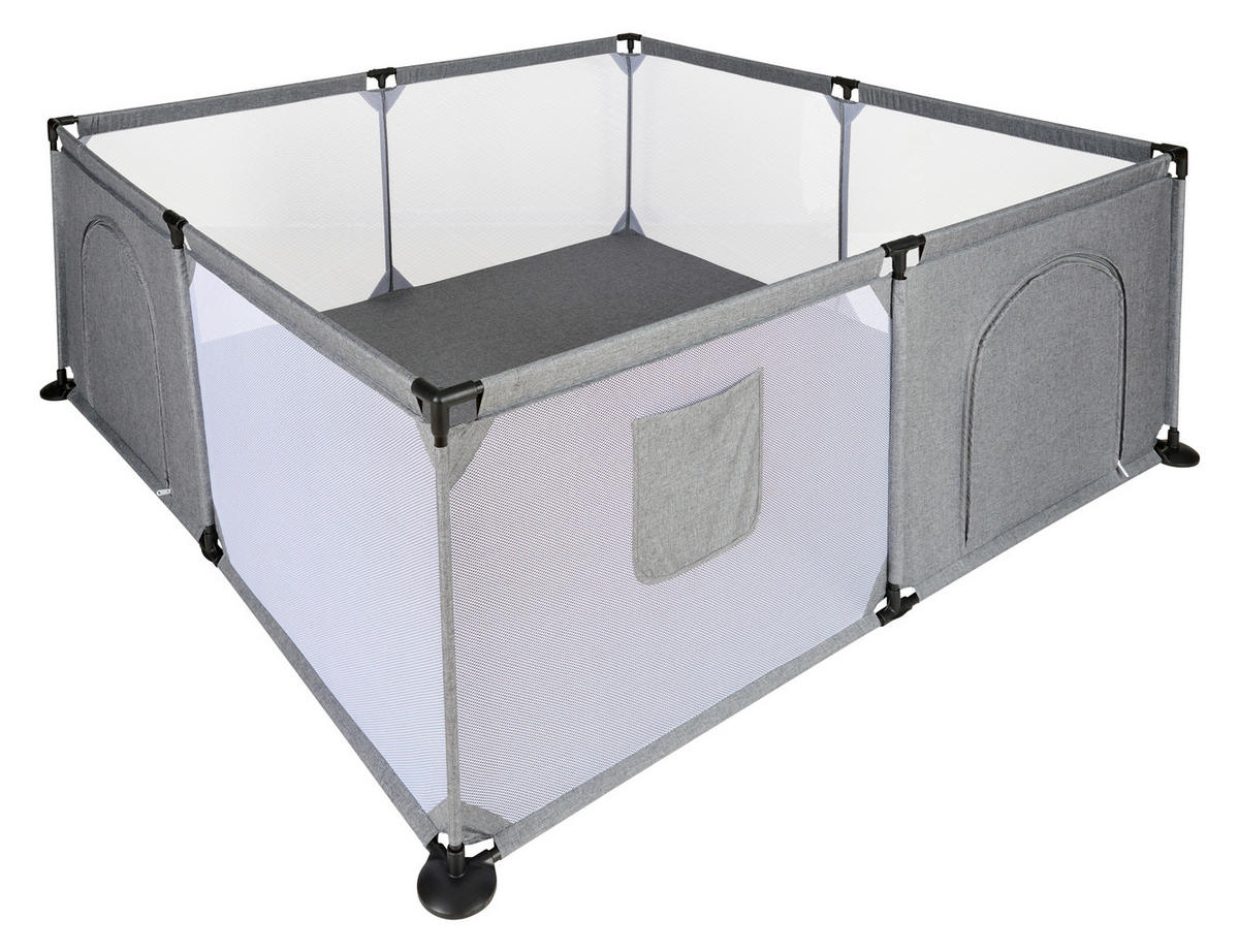 LAUFGITTER 184/184/66 cm  - Dunkelgrau/Schwarz, Basics, Kunststoff/Textil (184/184/66cm) - My Baby Lou