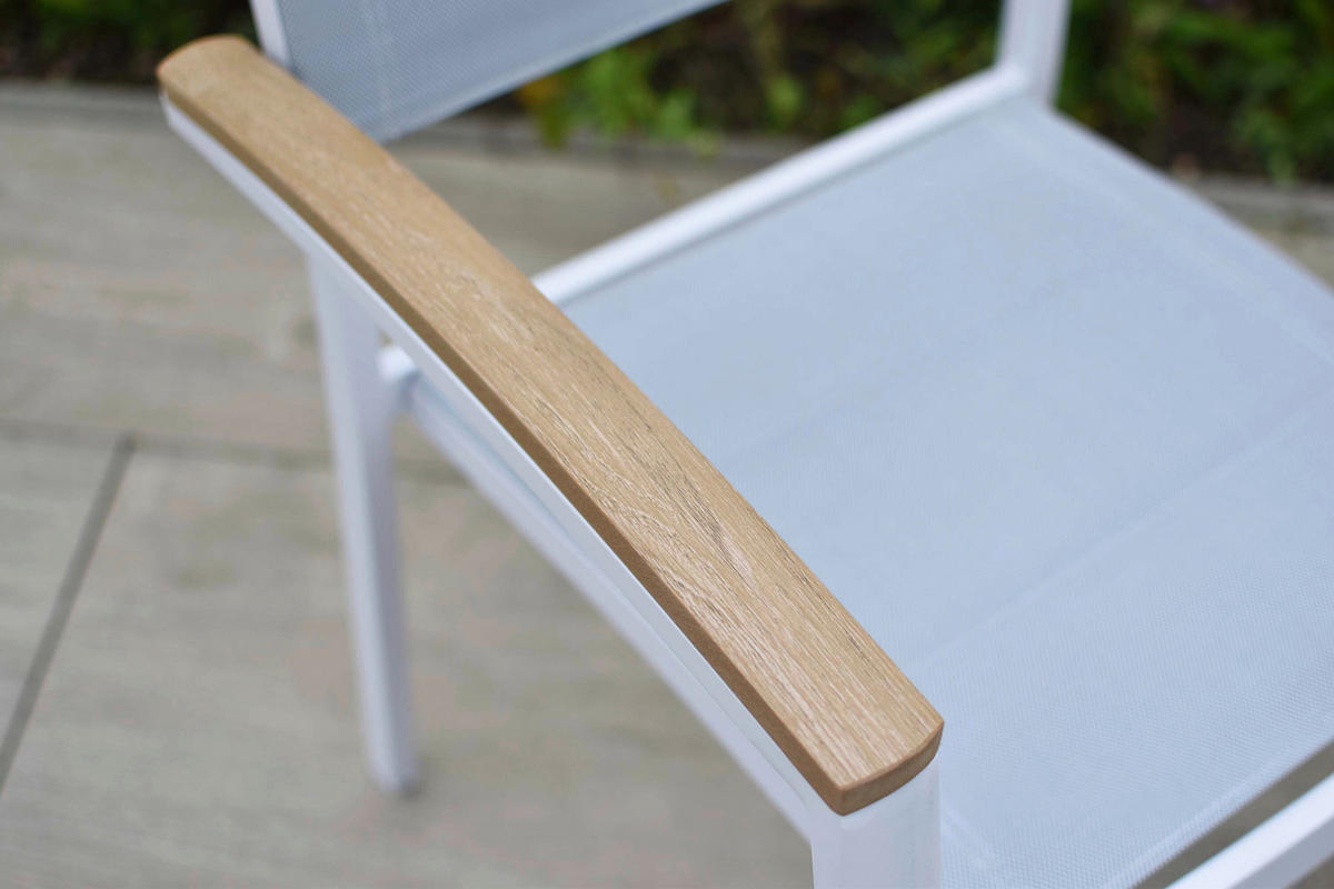 GARTENSTUHL-SET Aluminium Grau, Naturfarben, Weiß  - Naturfarben/Weiß, KONVENTIONELL, Kunststoff/Textil (56/90/64cm) - Gardenson