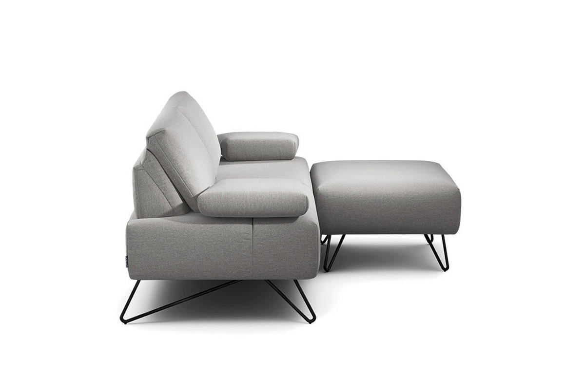 2-SITZER-SOFA Chenille Hellgrau  - Hellgrau/Schwarz, Design, Textil/Metall (164-194/85/86-94cm) - SENSOO